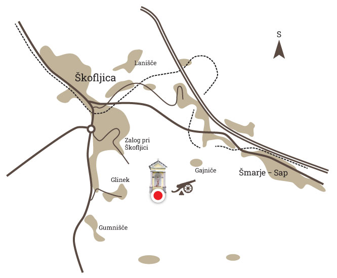 zemljevid bitke pri Zalogu na Škofljici